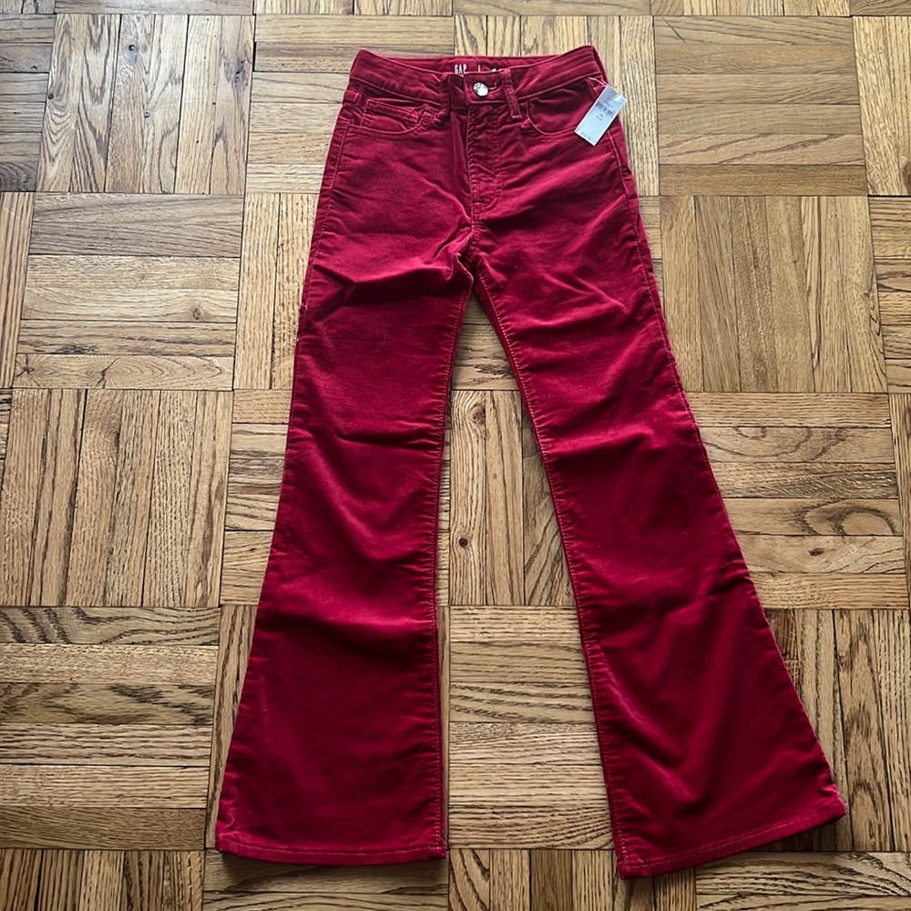 Velour flare high rise jeans